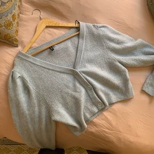Baby blue cropped puff sleeve HM cardigan